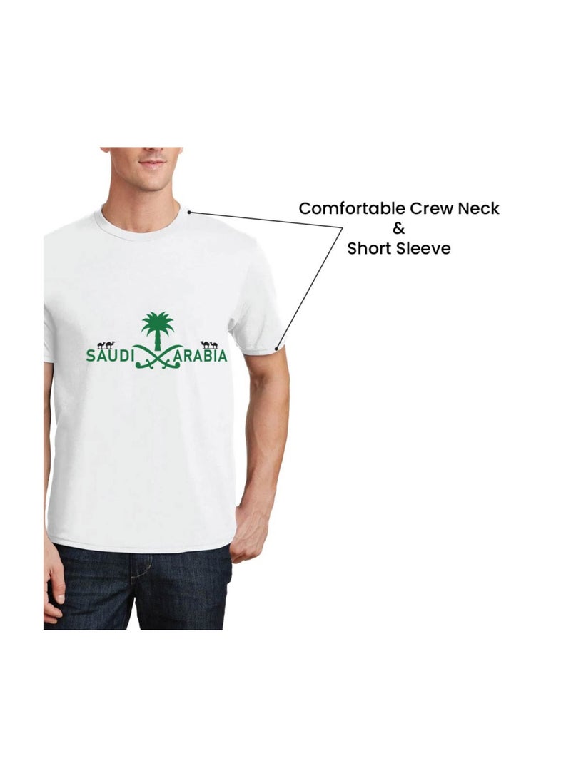 Saudi Arabia National Day Men's T-Shirt – Short Sleeve Round Neck Soft Cotton Tshirt - Perfect For Celebrating Saudi National Day, Events - Image 5