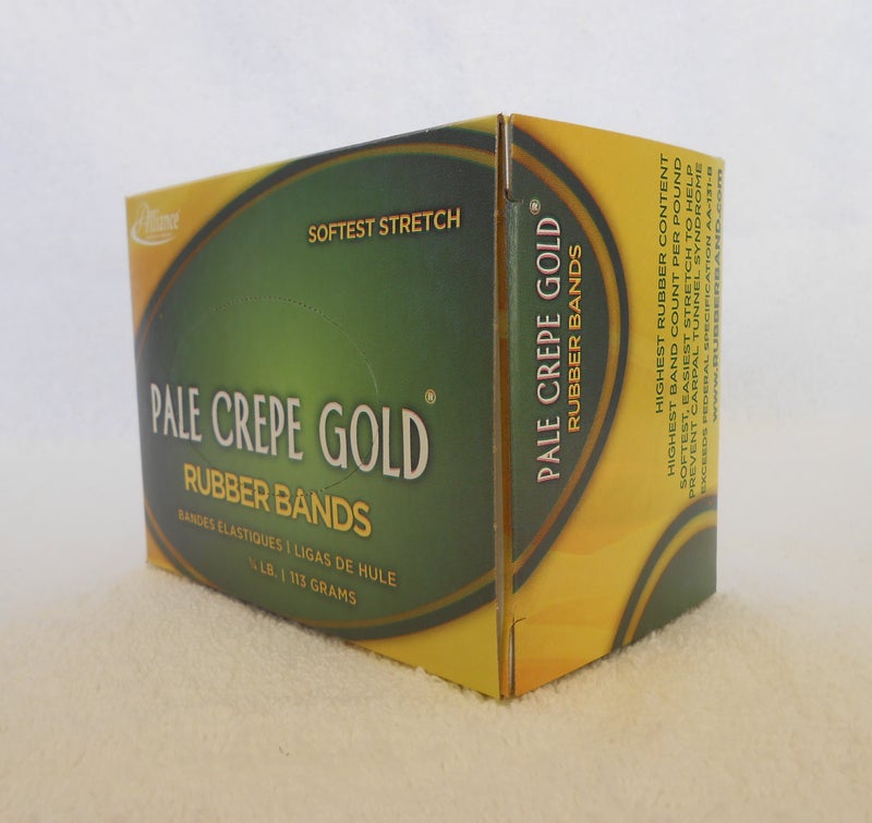 Alliance Rubber 20549 Pale Crepe Gold Rubber Bands Size #54, 1/4 lb Box (Assorted Sizes, Golden Crepe) - Image 2