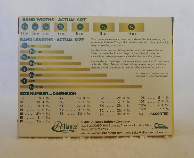 Alliance Rubber 20549 Pale Crepe Gold Rubber Bands Size #54, 1/4 lb Box (Assorted Sizes, Golden Crepe) - Image 3