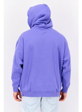 Wrangler Men Hooded Long Sleeve Brand Logo Sweatshirt, Purple  - Image 4