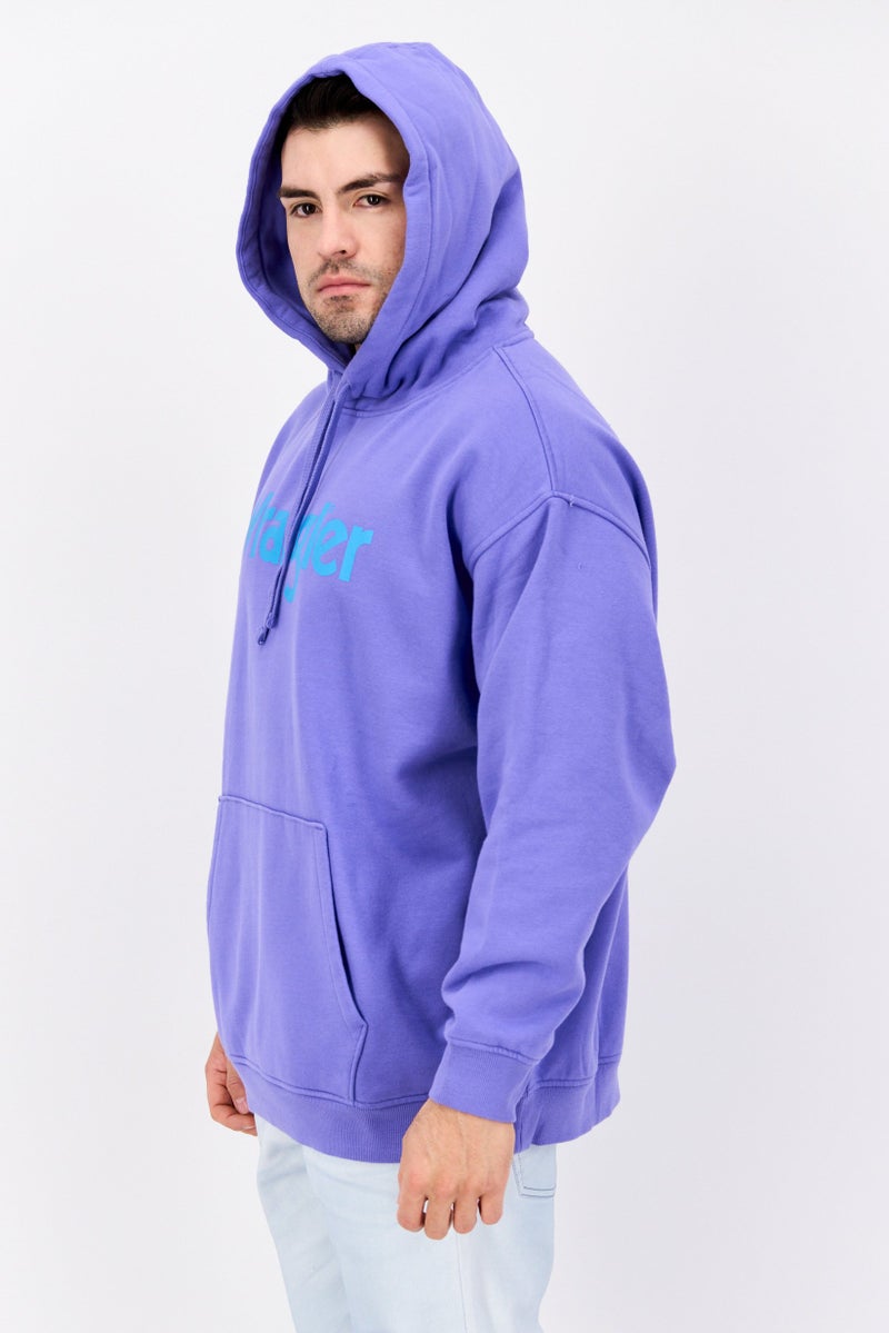Wrangler Men Hooded Long Sleeve Brand Logo Sweatshirt, Purple - Image 2
