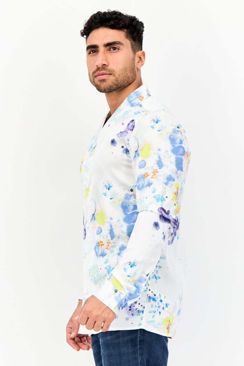 Asos Design Men Regular Fit Long Sleeves Abstract Print Satin Casual Shirt, Multicolor - Image 4