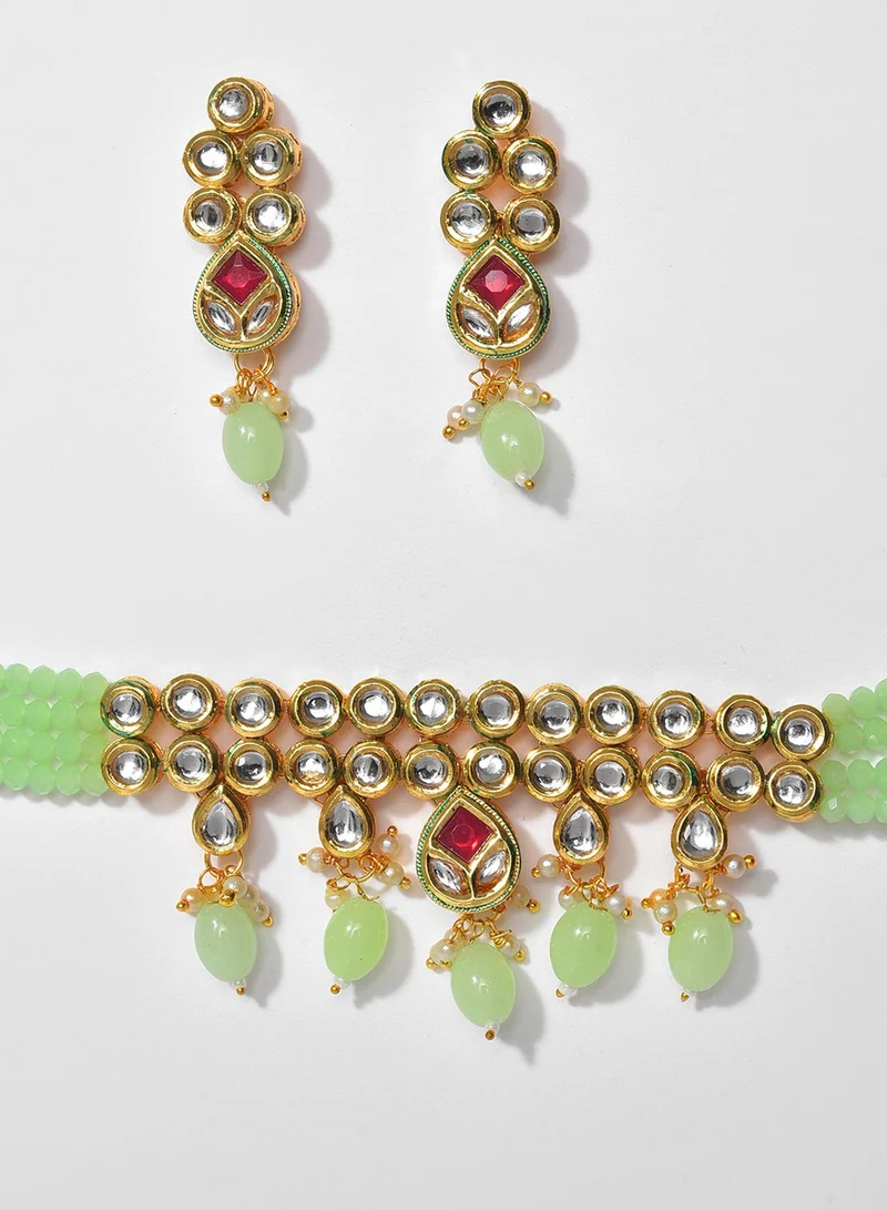 SOHI  Green Stone-Studded Artificial Jewellery Set for Women | Best Price UAE