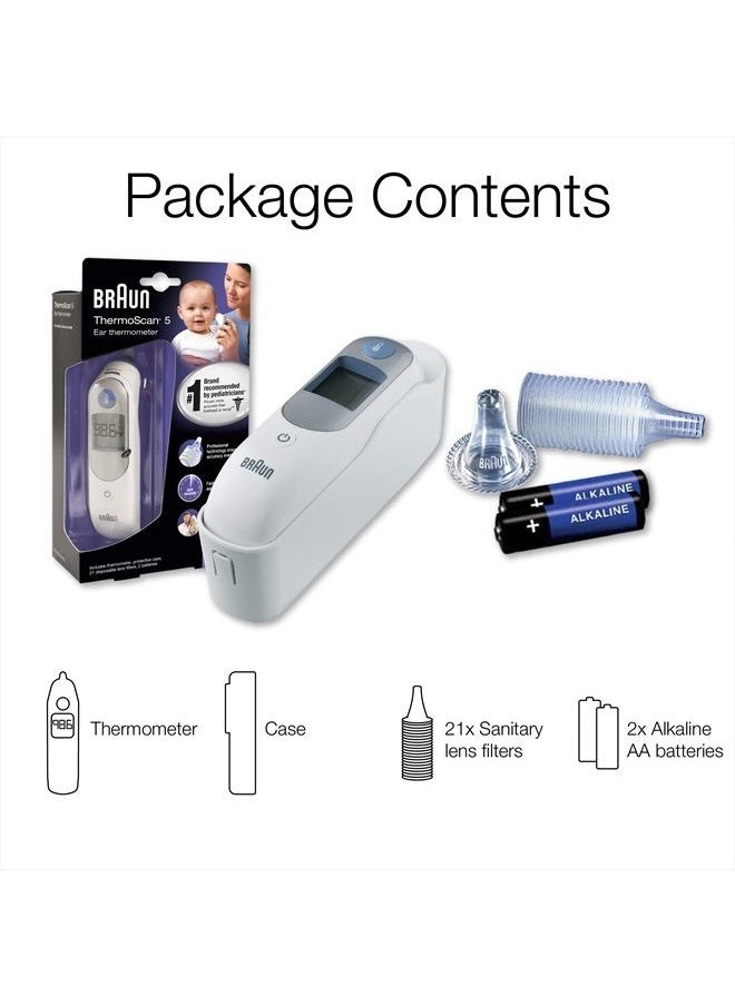 Vicks - Braun Digital Ear Thermometer, ThermoScan 5 IRT6500, Ear Thermometer for Babies, Kids, Toddlers and Adults, Display is Digital and Accurate, Thermometer for Precise Fever Tracking at Home - Image 1