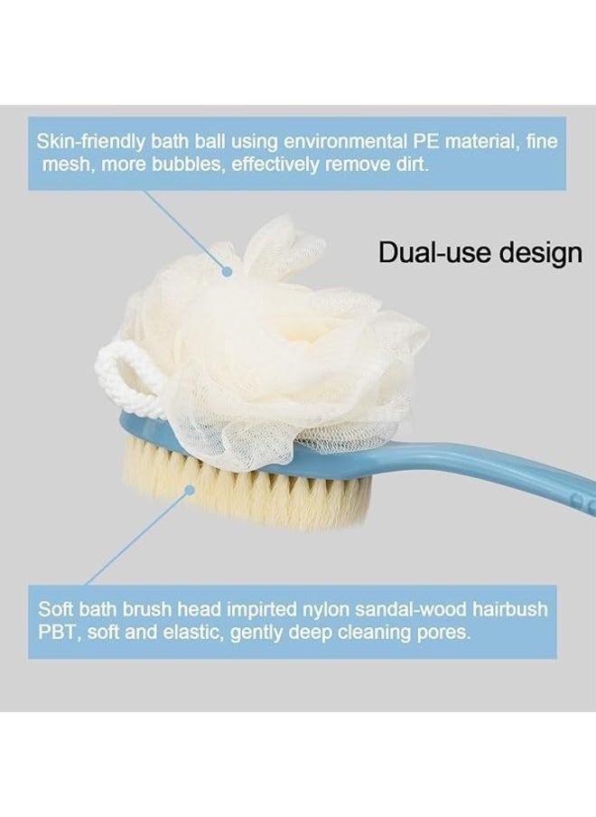ShebSheb - 2 Pcs Body Scrubber,Back Scrubber Brushes with bristles and a mesh sponge（Pink and Blue） - Image 1