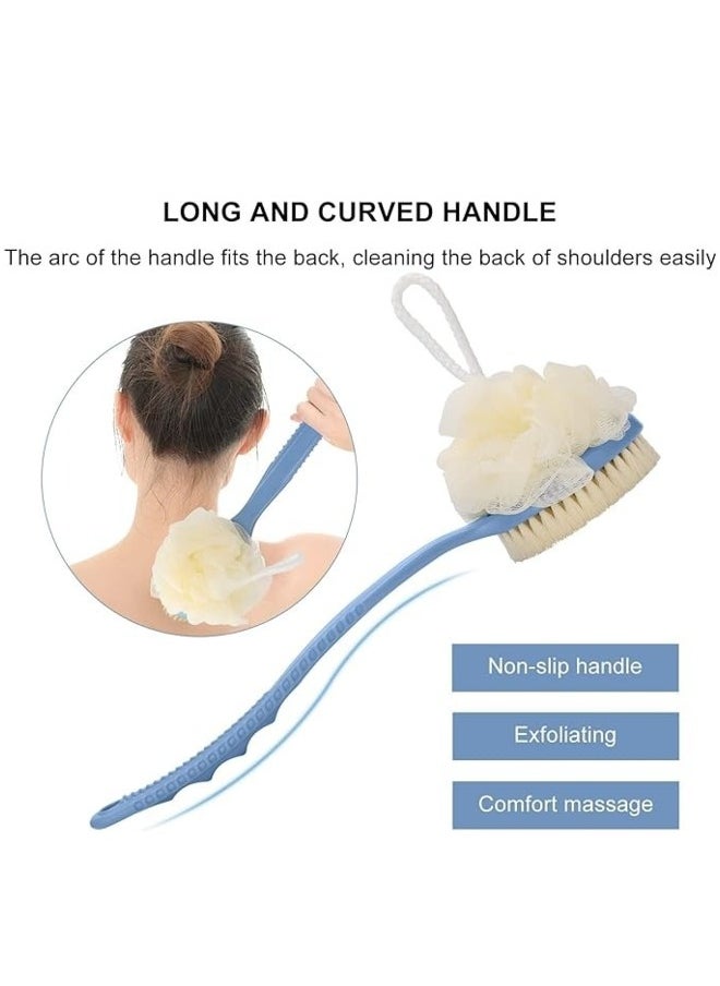 ShebSheb - 2 Pcs Body Scrubber,Back Scrubber Brushes with bristles and a mesh sponge（Pink and Blue） - Image 1