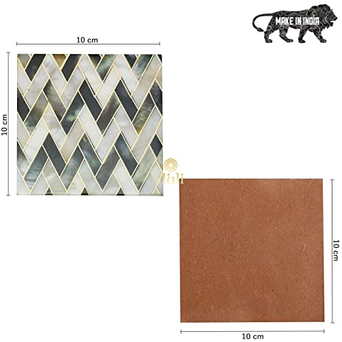DULI Set of 6 MDF Wood Tea Coasters with Stand (10 * 10 cm) (MOPZigzag) - Image 5
