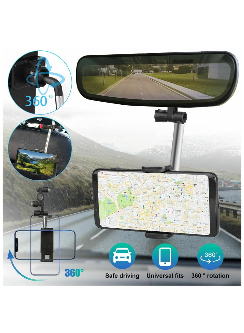 Bills Rearview Mirror Car Phone Holder, 360° Rotatable Car Phone Mount, Phone Holder for Car, Cell Phone Automobile Cradles, Adjustable Cell Phone Holder for iPhone Compatible with all phones - Image 1