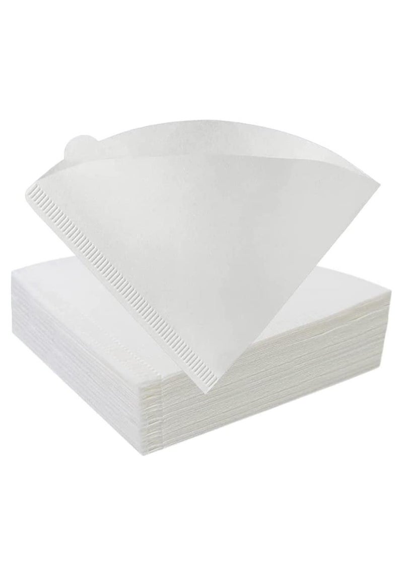 كورالبلو مرشح القهوة المخروطي في حجم V60 الأبيض الذي يحتوي على 100 قطعة من الورق المتاح - يمكن استخدام ورق فلتر القهوة في المنزل - المكتب ولأغراض السفر أيضًا - Image 1