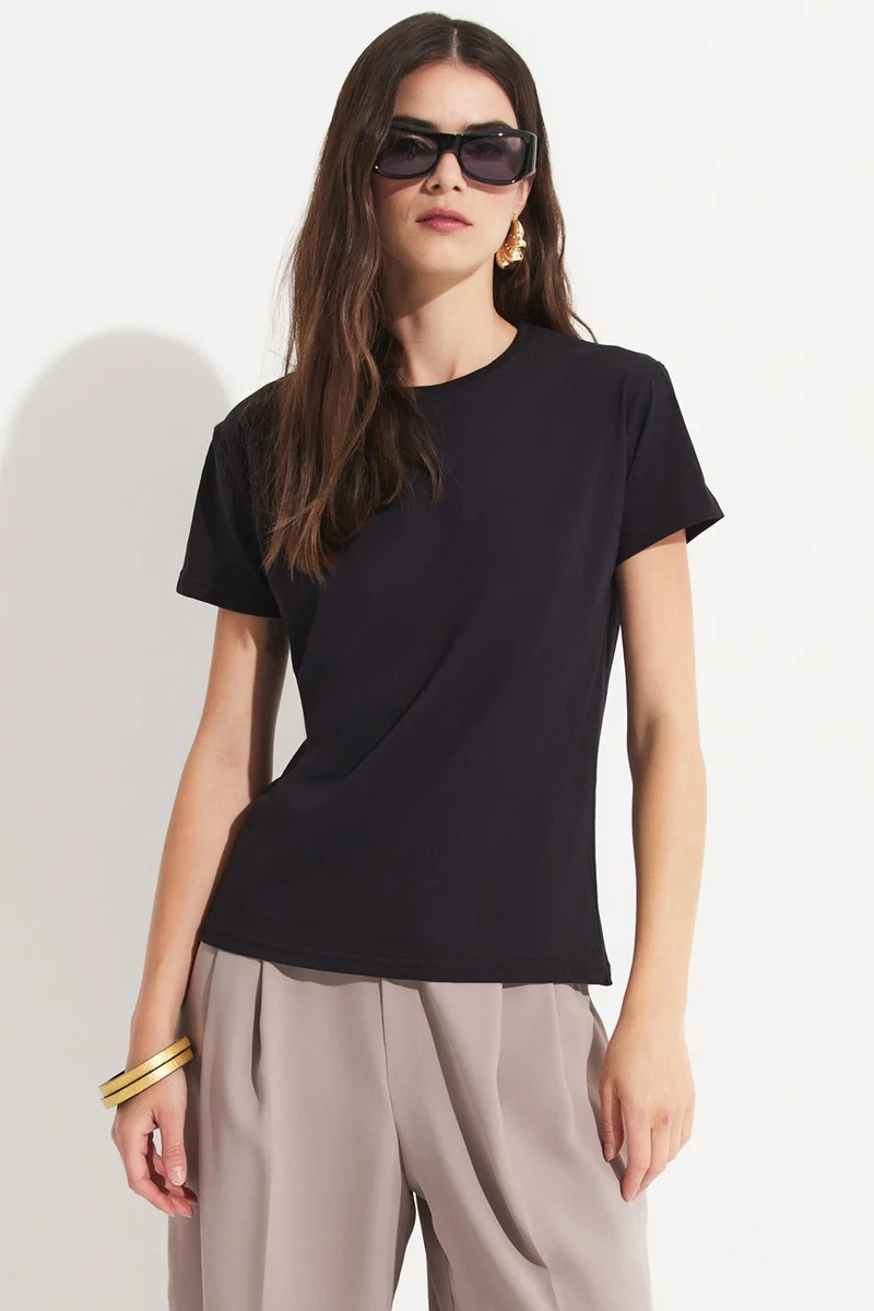 جون Black-Black 2-Pack 100% Cotton Basic Women's T-Shirt
