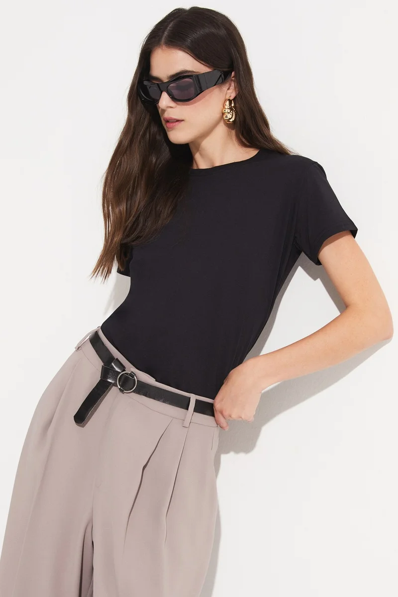 جون Black-Black 2-Pack 100% Cotton Basic Women's T-Shirt