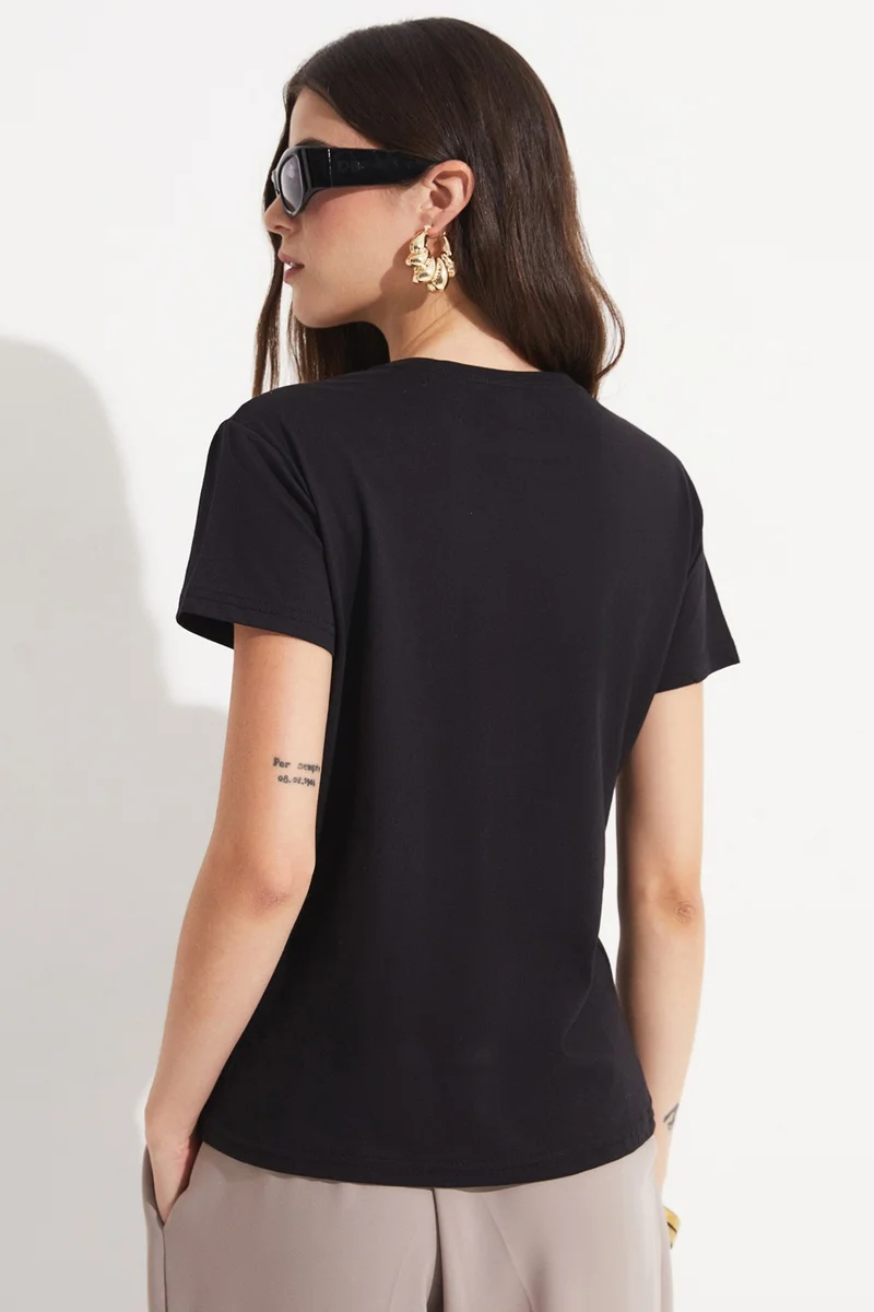 جون Black-Black 2-Pack 100% Cotton Basic Women's T-Shirt