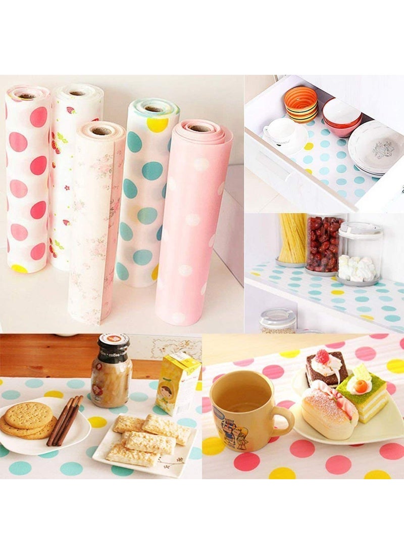 Diksharth diksharth Anti Slip 45X300Cm Polka Dot Kitchen Cupboard Liners Mat Roll Drawer Liner Mats Drawer Refrigerator Table Pad Waterproof Place Mat Polyvinyl Chloride Multicolour  - Image 3