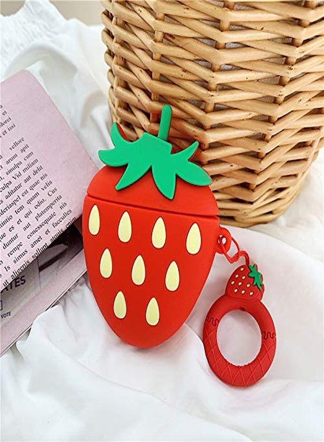 LEWOTE Airpods Silicone Case Funny Cute Cover Compatible for Apple Airpods 1&2[Fruit and Vegetable Series][Best Gift for Girls&boys or Couples] (3D Strawberry) - Image 3