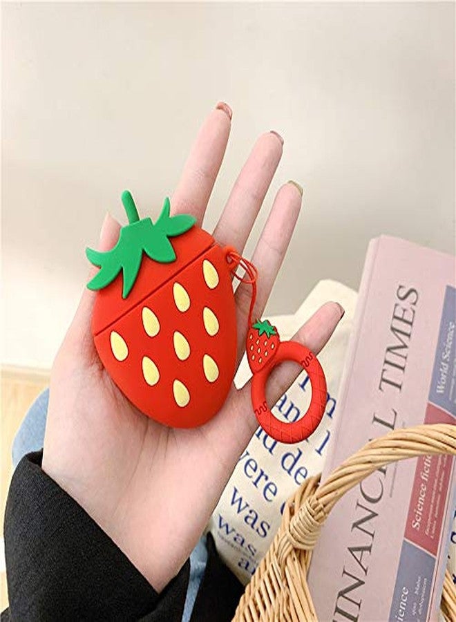 LEWOTE Airpods Silicone Case Funny Cute Cover Compatible for Apple Airpods 1&2[Fruit and Vegetable Series][Best Gift for Girls&boys or Couples] (3D Strawberry) - Image 2