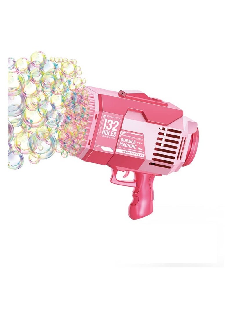 ELTRAZONE 132 Hole Bubble Machine Gun with Lights and Bubble Solution Summer Outdoor Party Toy for Kids Adults Easter Birthday Gift Pink - Image 5