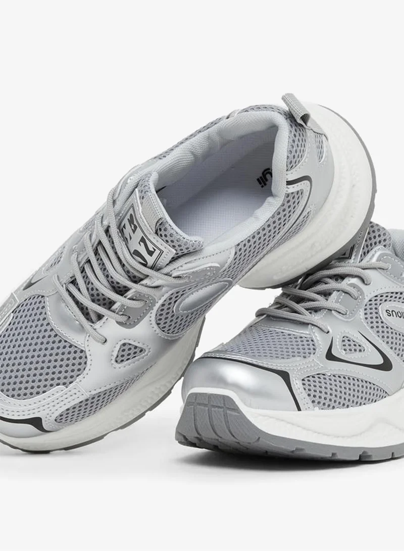 Styli Active Round Toe Lace-Up Chunky Sneakers with Back Pull Tab