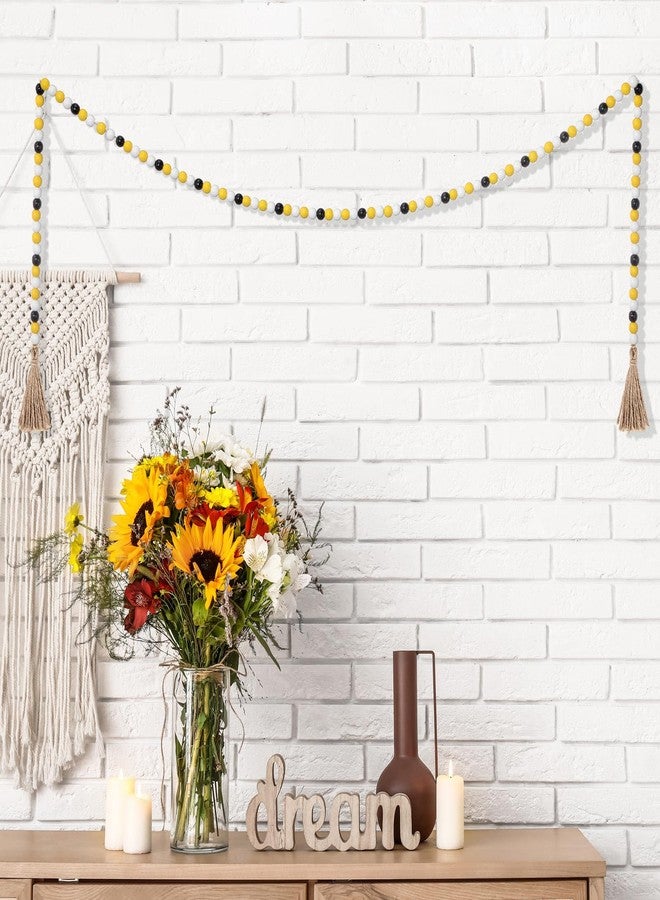 Equsion Christmas Wooden Bead Garland with Tassels, Vintage Bead Garland Tray Decoration, Vase Wall Children's Room Art Room Birthday Party Home Xmas Tree Decoration(Bee Color,9.8 ft) - Image 5