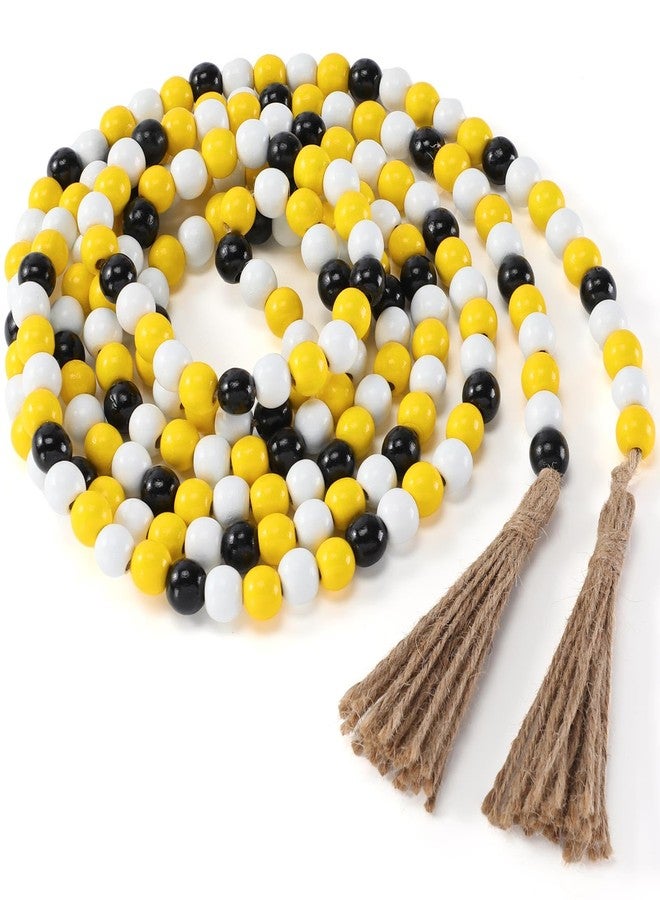Equsion Christmas Wooden Bead Garland with Tassels, Vintage Bead Garland Tray Decoration, Vase Wall Children's Room Art Room Birthday Party Home Xmas Tree Decoration(Bee Color,9.8 ft) - Image 1