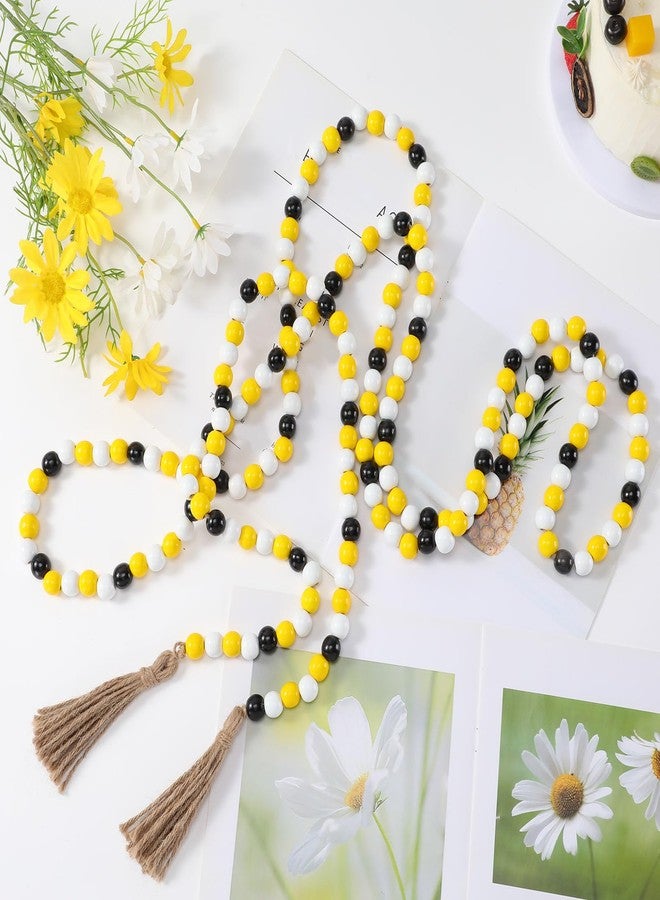 Equsion Christmas Wooden Bead Garland with Tassels, Vintage Bead Garland Tray Decoration, Vase Wall Children's Room Art Room Birthday Party Home Xmas Tree Decoration(Bee Color,9.8 ft) - Image 4