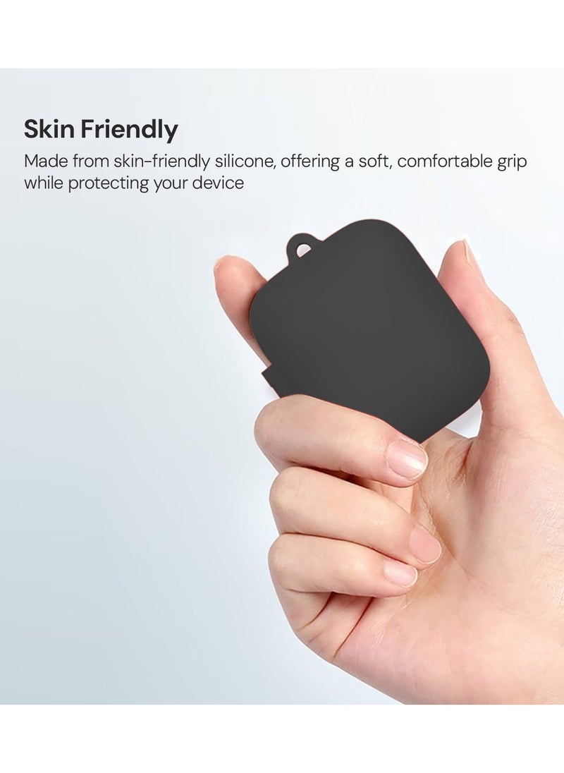 O Ozone Silicone Case For OnePlus Buds 3 Case with Keychain, Soft Silicone Full-Body Shockproof Protective Skin Headphone Cover for Men Women- Black  - Image 4
