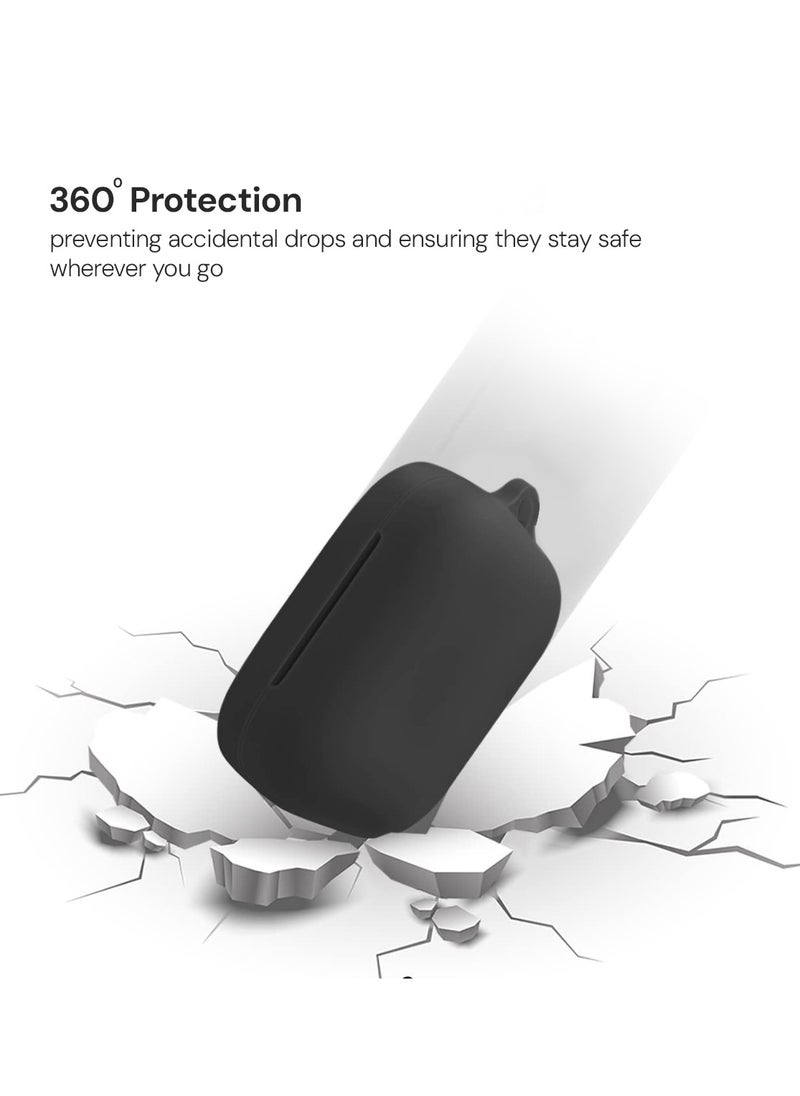 O Ozone - Silicone Case For OnePlus Buds 3 Case with Keychain, Soft Silicone Full-Body Shockproof Protective Skin Headphone Cover for Men Women- Black - Image 1