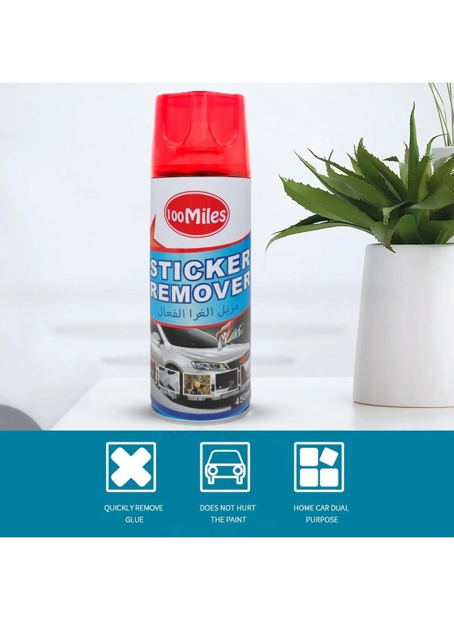 100Miles Sticker Remover Spray Fast-Acting, Dual-Purpose Adhesive & Decal Remover for Home, Car, Paint, and Glass, 450ML - Image 3