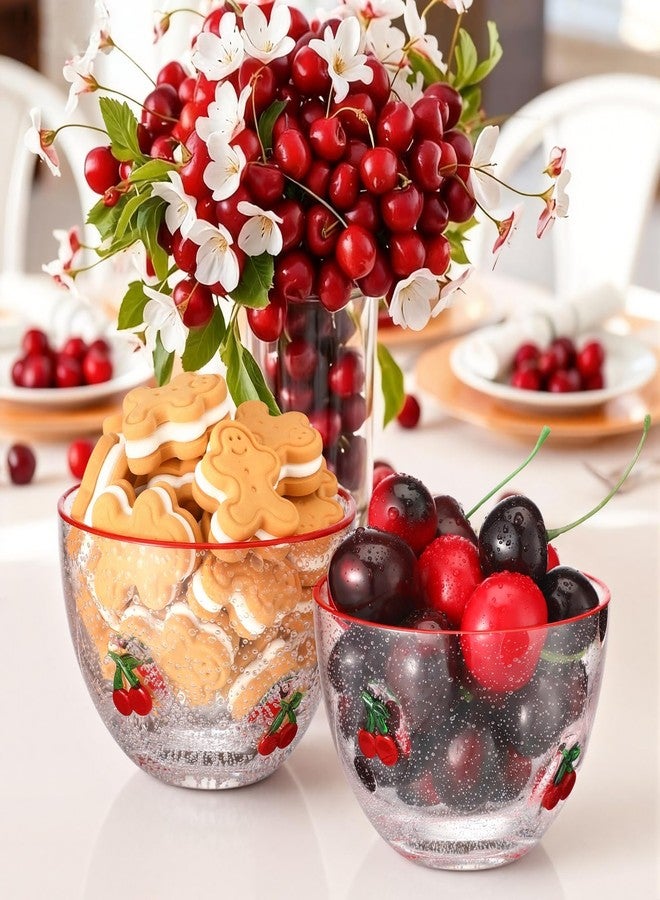 بوتشن طقم أوعية تقديم حلوى الكرز من بوتشن، قطعتان، سعة 14 أونصة، مصنوعة من الزجاج الشفاف، بتصميم فاكهة لطيف، هدايا مثالية لحفلات المطبخ الصيفية وتزيين الطاولة - Image 5