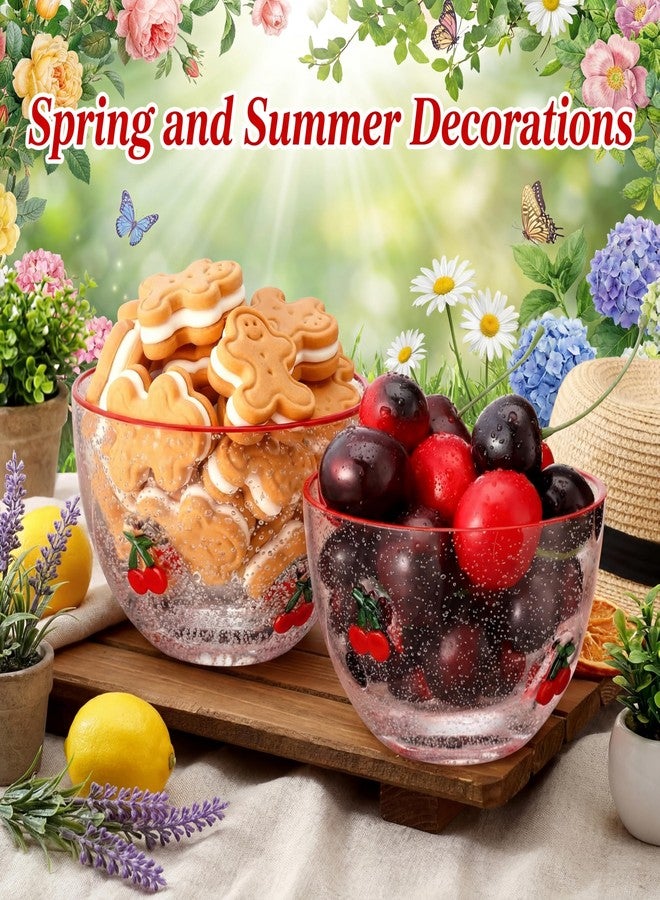 بوتشن طقم أوعية تقديم حلوى الكرز من بوتشن، قطعتان، سعة 14 أونصة، مصنوعة من الزجاج الشفاف، بتصميم فاكهة لطيف، هدايا مثالية لحفلات المطبخ الصيفية وتزيين الطاولة - Image 2