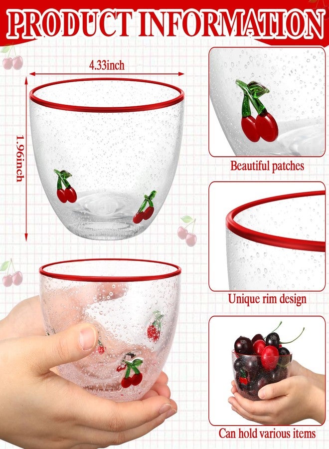بوتشن طقم أوعية تقديم حلوى الكرز من بوتشن، قطعتان، سعة 14 أونصة، مصنوعة من الزجاج الشفاف، بتصميم فاكهة لطيف، هدايا مثالية لحفلات المطبخ الصيفية وتزيين الطاولة - Image 3