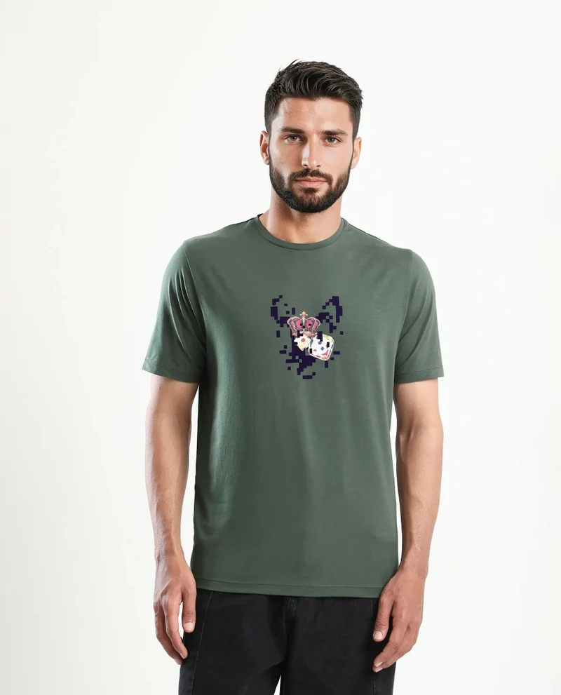 Rare Rabbit Men's Graphic Print Regular Fit T-Shirt