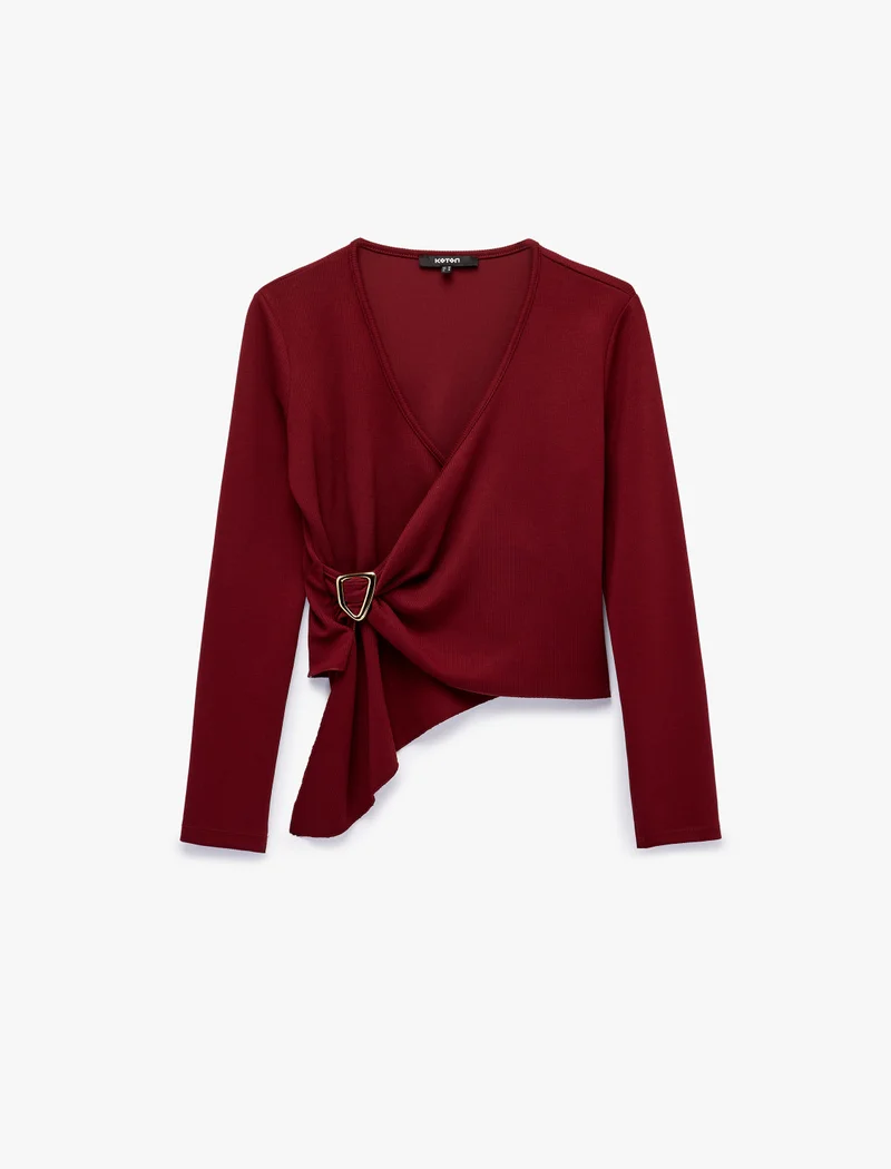Koton Long Sleeve Wrap Blouse