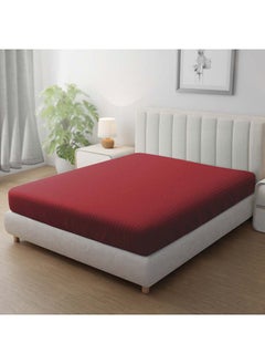 Hotel Linen Klub KRUDE Stripe Microfiber Maroon Fitted Sheet -Queen 150 x 200 cm  - Image 1
