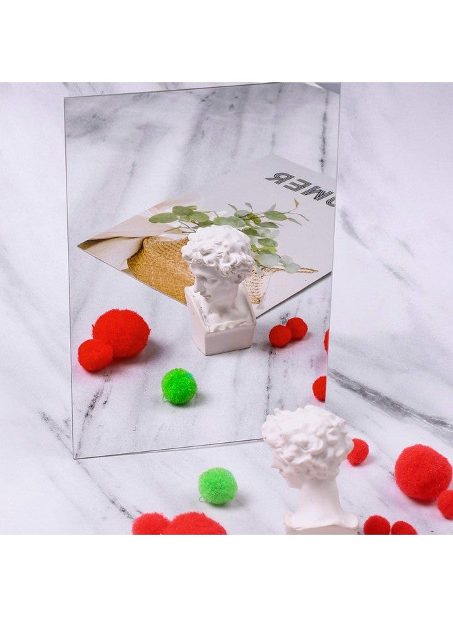 إلكوهو مجموعة من 12 مرآة من Elcoho، مرآة بلاستيكية للديكور، صفائح مرآة مرنة، بلاط مرآة ذاتي اللصق، مرآة فضية، بطاقة لوحة للمرآة للتعليم أو ديكور المنزل - Image 4