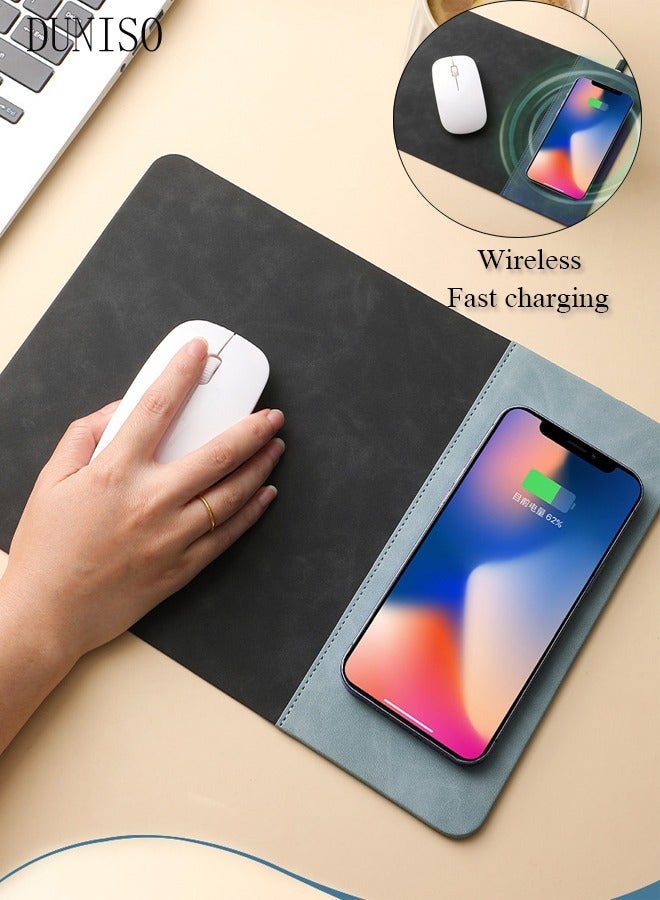 DUNISO Mouse Pad with 15W Wireless Charging Desk Mat Waterproof MousePad with Keyboard Pad Desk Organizer with Non-Slip Rubber Base for Home Office Decor - Image 1