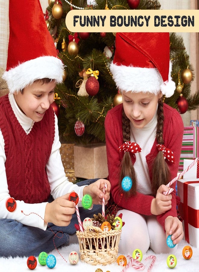 هانايف ٢٤ كرة نطاطة لعيد الميلاد، ١٫١٨ كرة نطاطة صغيرة مضيئة في الظلام للأطفال والمراهقين، هدايا حفلات أعياد الميلاد المضيئة، حشوات جوارب عيد الميلاد وأكياس الهدايا للأولاد والبنات - Image 5