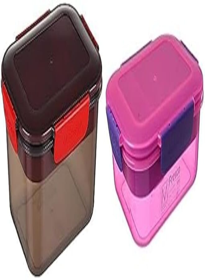 M design lunch box, 2.3 liter - black and red + M design lunch box, 1.6 liter - pink and purple
