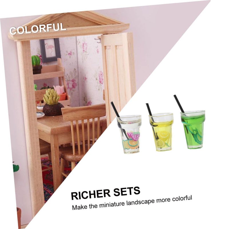 Miniature Fruit Tea Resin Set 6pcs DIY Dollhouse Food Decor Desktop Ornaments - Image 4
