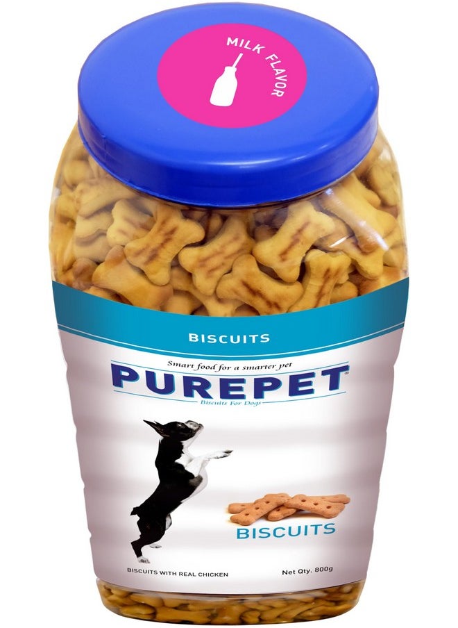 PUREPET Dog Biscuit Treats Milk Flavour 800Gm Pack, All Life Stages  - Image 3