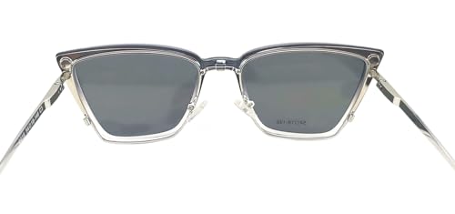 Circleperson Cat Eye Magnet glasses 2 in 1 Polarized clip on Sunglasses for Women 54-18-146 Metal Spring hinges(Gray/Silver,gray) - Image 3