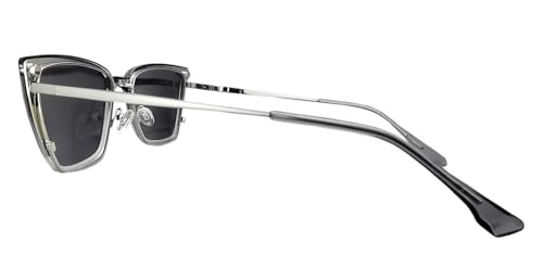 Circleperson Cat Eye Magnet glasses 2 in 1 Polarized clip on Sunglasses for Women 54-18-146 Metal Spring hinges(Gray/Silver,gray) - Image 4