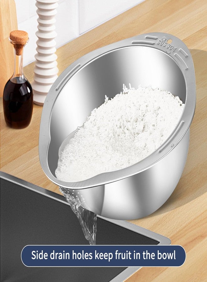 GIUOIDUORice Washer Strainer Bowl - 4-in-1 Washing Bowl for Quinoa, Stainless Steel Rinser With Side Drainers Small Colander for Cleaning Fruits, Vegetables, and Beans - Versatile Kitchen Tool - Image 5