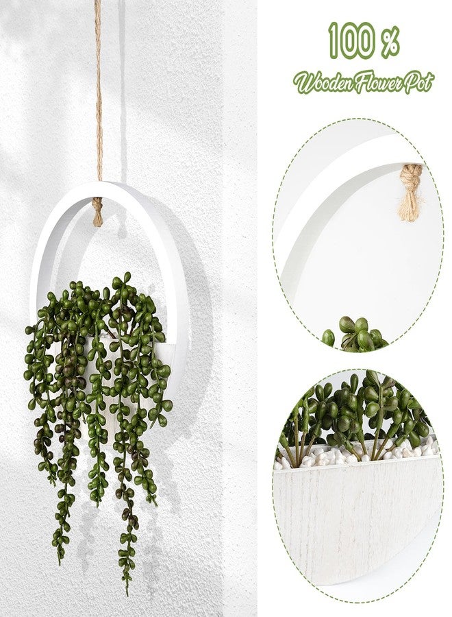 COM4SPORT 2PCS 12.2" Fake Hanging Plant, Succulent Wall Decor, Fake Plants Decor, String of Pearls in Pot with 8.3" Lanyard for House Indoor Outdoor Bedroom Wall Decor Aesthetic (White) - Image 4