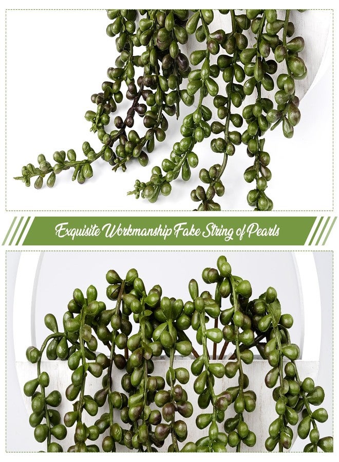 COM4SPORT 2PCS 12.2" Fake Hanging Plant, Succulent Wall Decor, Fake Plants Decor, String of Pearls in Pot with 8.3" Lanyard for House Indoor Outdoor Bedroom Wall Decor Aesthetic (White) - Image 5