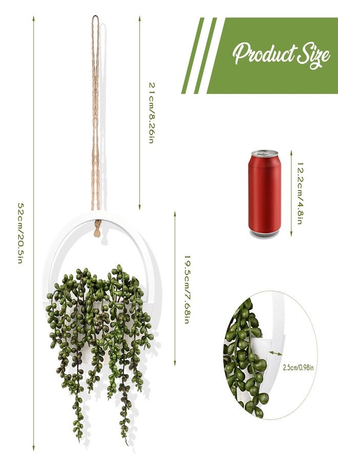 COM4SPORT 2PCS 12.2" Fake Hanging Plant, Succulent Wall Decor, Fake Plants Decor, String of Pearls in Pot with 8.3" Lanyard for House Indoor Outdoor Bedroom Wall Decor Aesthetic (White) - Image 3