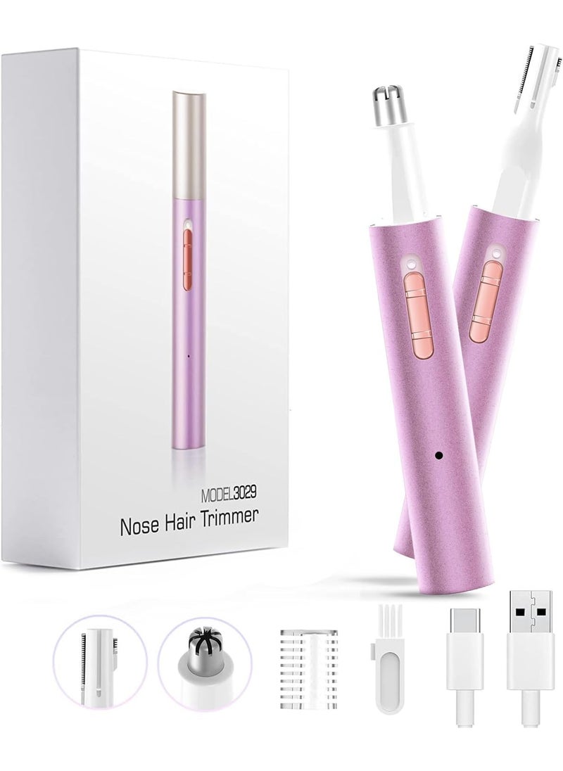 Ginity Ear and Nose Hair Trimmer for Women Men2024 Rechargeable 2 in 1 Professional Painless Eyebrow  Facial Hair Trimmer with Powerful Motor and DualEdge Blades Easy Cleansing 