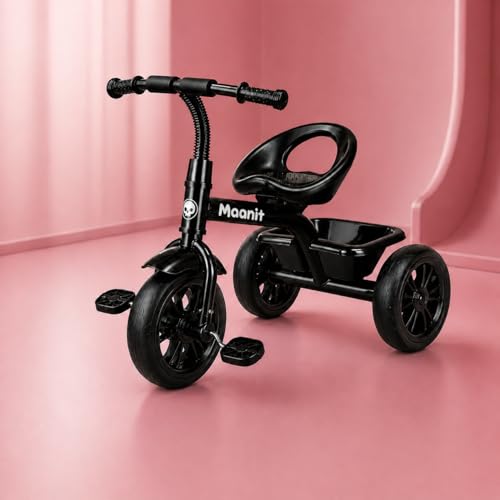 Maanit Kids Tricycle with Rear Basket | Comfortable Cushioned Seat | Baby Trike for Boys & Girls Ages 2 to 4 Years | Sturdy & Safe Tricycle - Image 1
