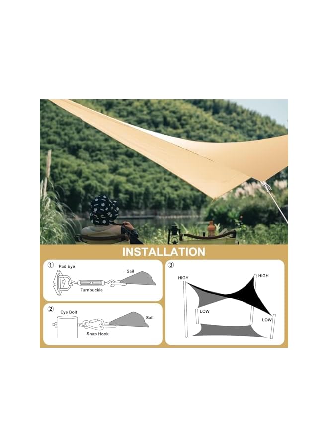 The Bros شراع ظل الشمس، شراع ظل مستطيل من البوليستر مع 4 حبال ربط، مظلات للفناء، مظلة خارجية صفراء للفناء، الفناء الخلفي، العشب، الحديقة، الأنشطة الخارجية، الرمل (3x5م) - Image 4