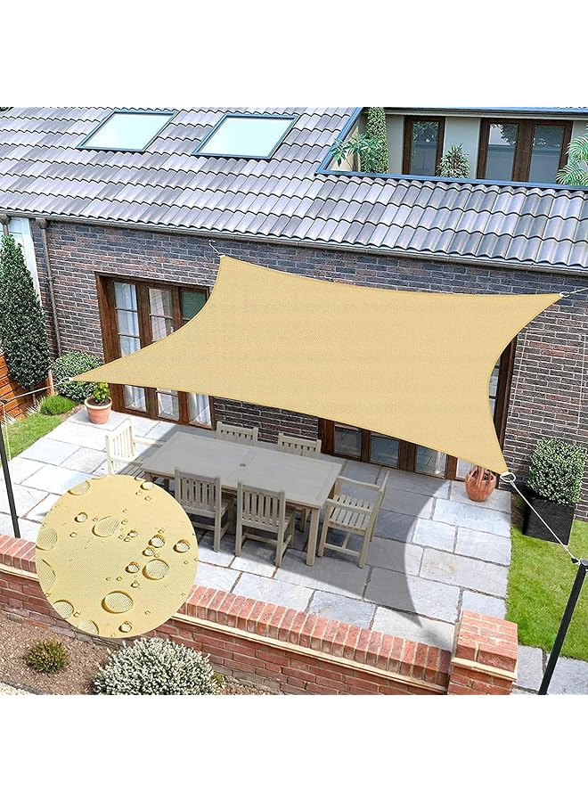 The Bros شراع ظل الشمس، شراع ظل مستطيل من البوليستر مع 4 حبال ربط، مظلات للفناء، مظلة خارجية صفراء للفناء، الفناء الخلفي، العشب، الحديقة، الأنشطة الخارجية، الرمل (3x5م) - Image 1