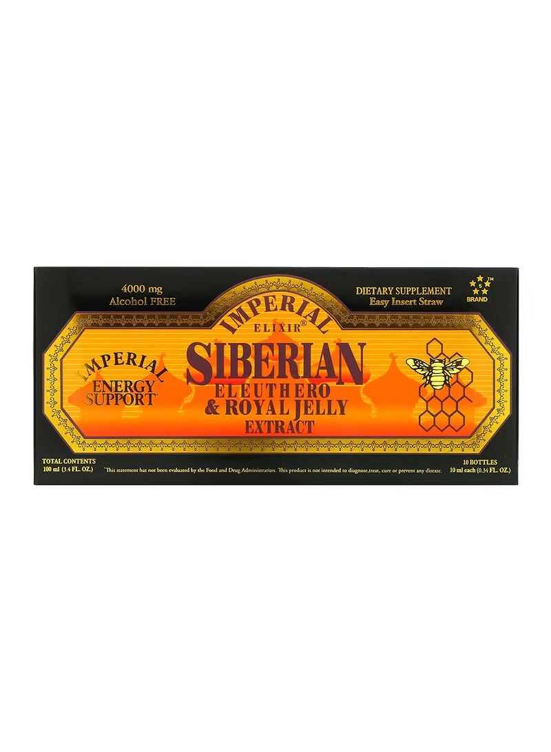 Imperial Elixir Siberian Eleuthero & Royal Jelly Extract, Alcohol Free, 4,000 mg, 10 Bottles, 0.34 fl oz (10 ml) Each - Image 1